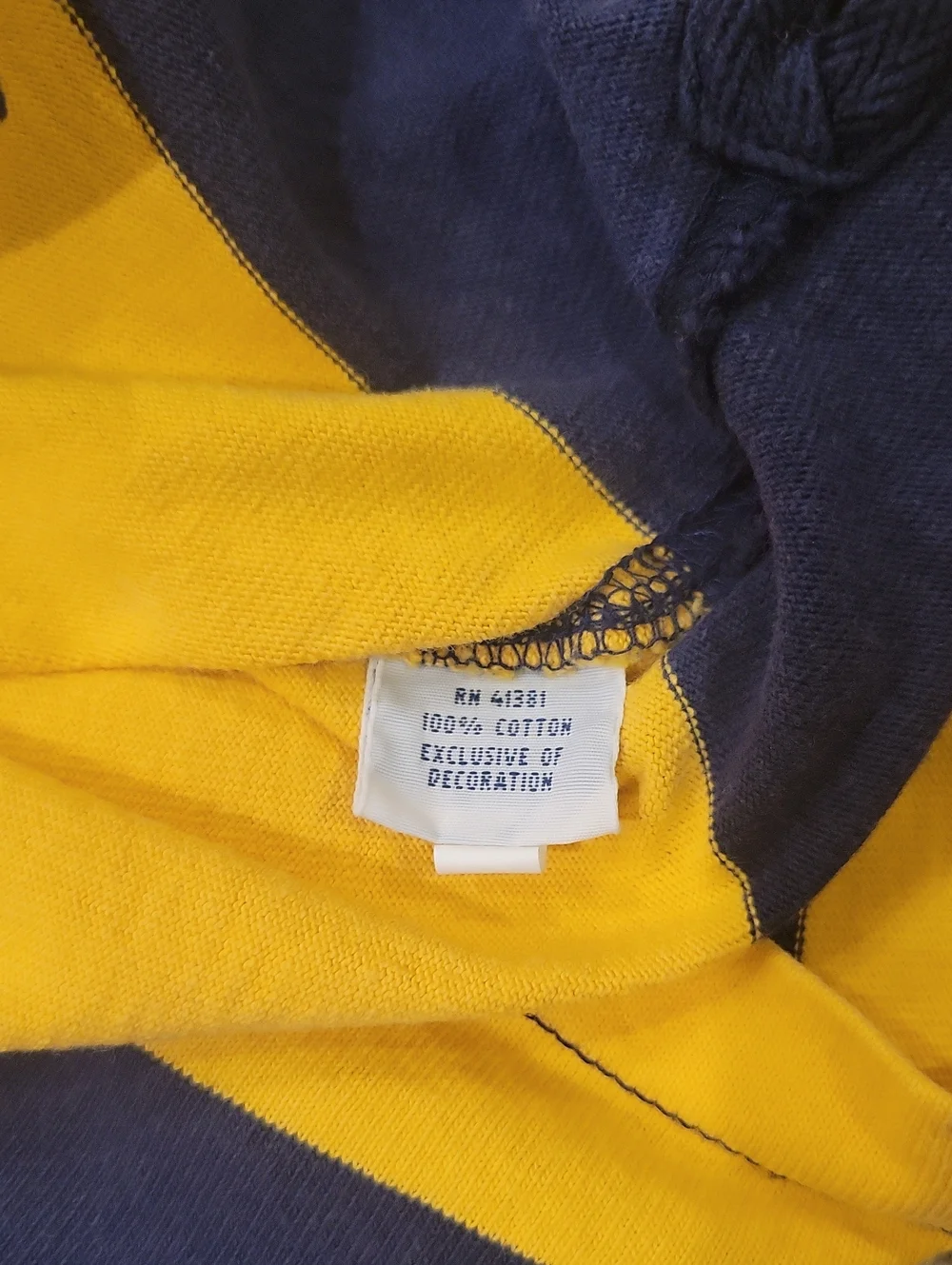 Polo Ralph Lauren Rugby Yellow Navy Striped Long Sleeve Collar Mens Medium